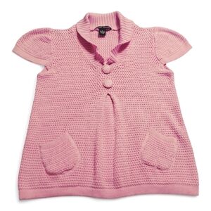 Y2K Girly Pink Knit Top Sweater Size M Cap Sleeves Grandma- Kidcore
